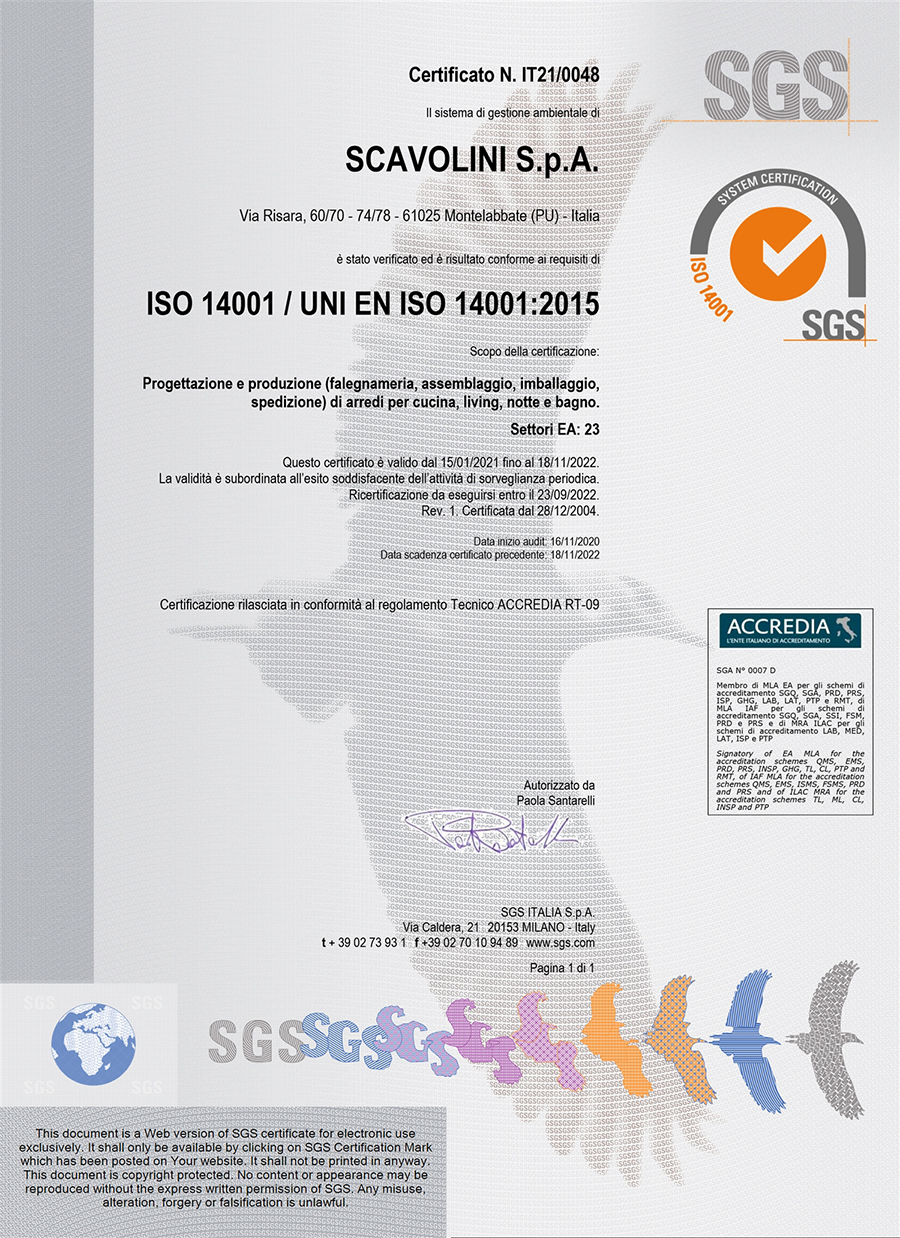 Certificazione del Sistema Ambientale ISO 140001